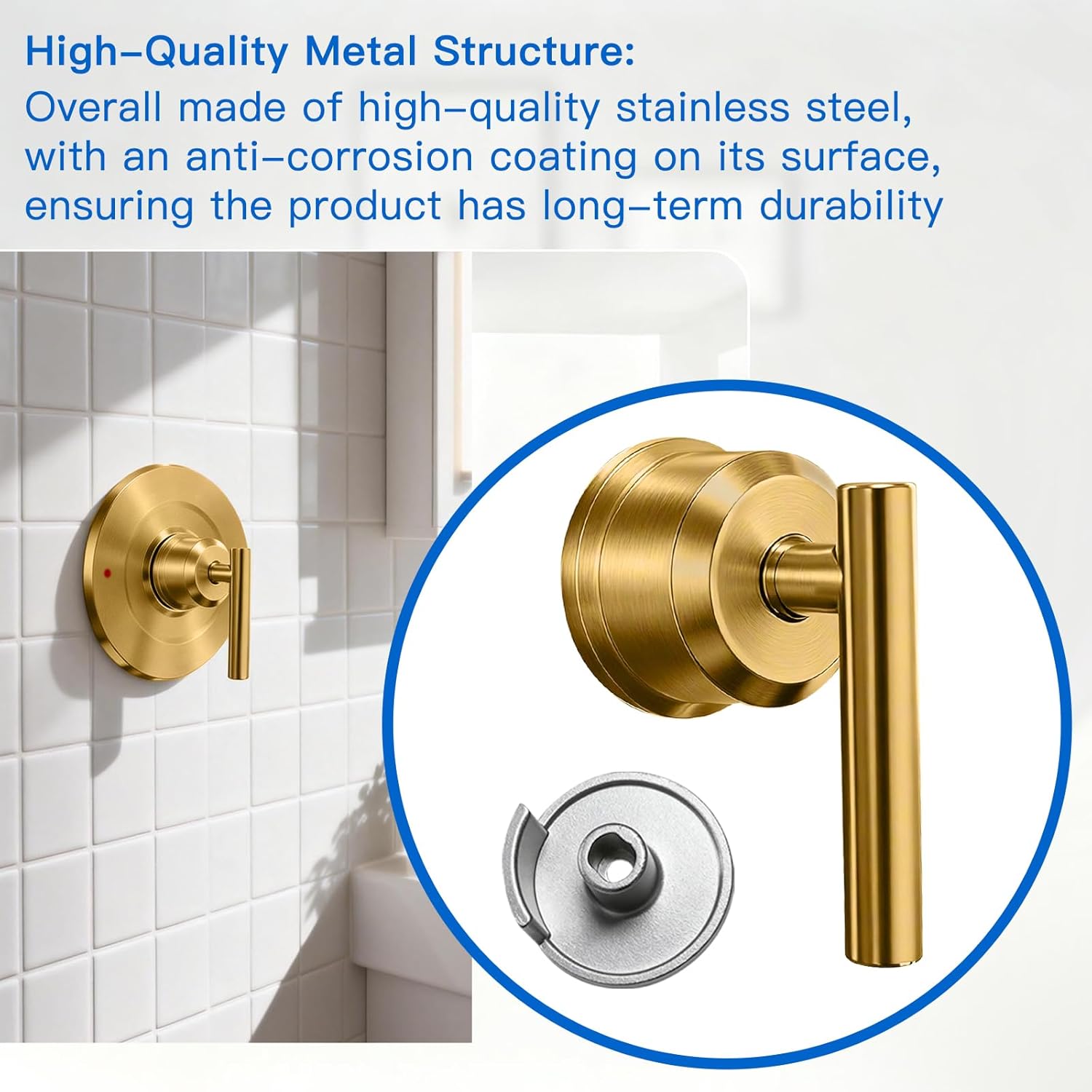 All Metal Replacement for Moen Tub/Shower Lever Handle, Compatible with Moen Posi Temp Shower Handle and for Cartridge,Single Handle Faucets for Adjust Water Volume and Temperature,Retro Gold