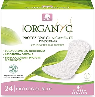 Organyc 100% Certified Organic Cotton Everyday Panty Liner, Folded, Light Flow, 24 Count, 1-Pack