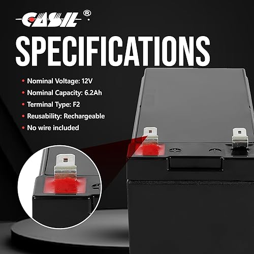 Miniatura 3 de 2081-9272 Simplex Grinnell Panel de Control de Alarma de Incendio Reemplazo de Batería 12V 6.2AH CA1262 F2 Paquete de 2