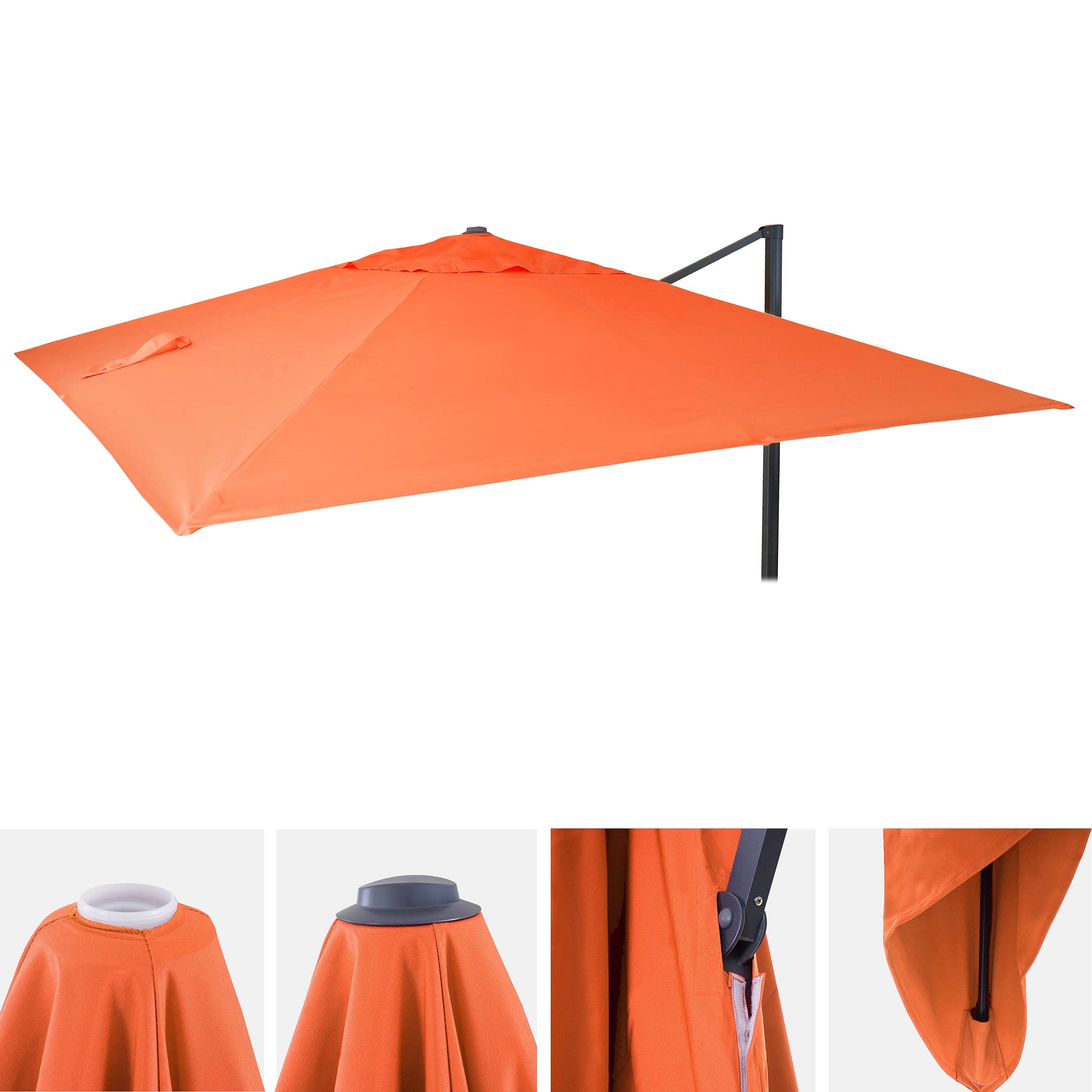 Mendler Ersatz-Bezug für Luxus-Ampelschirm HWC-A96, Sonnenschirmbezug Ersatzbezug, 3x3m (Ø4,24m) Polyester 2,7kg - Terracotta