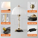 Lampe de table en cristal, lampe de chevet dimmable avec interrupteur ON/OFF, lampes en verre modernes pour tables de nuit, décoration de chambre salon