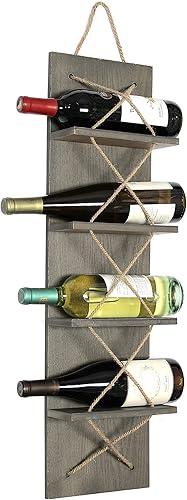 Elegant Designs HG1019-WWH Positano - Estante para vino de madera montado en la pared, 4 botellas, color blanco lavado disponible en Yaxa Costa Rica