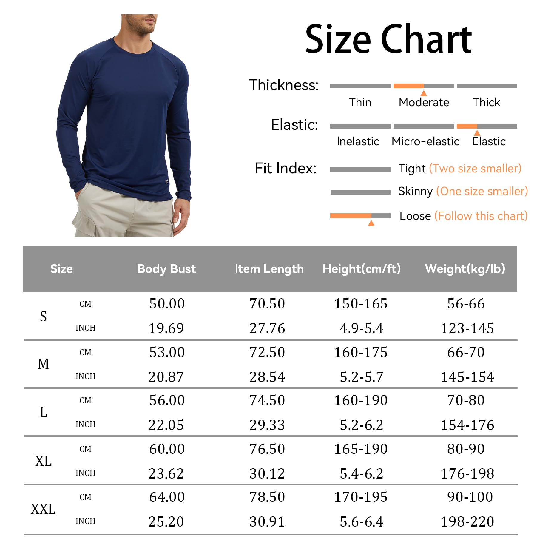 AMZSPORT Lot de 3 T-Shirt Homme Manches Longues Anti-UV UPF 50+ Haut de Sport Respirant à Séchage Rapide pour Course, Randonnée, Outdoor