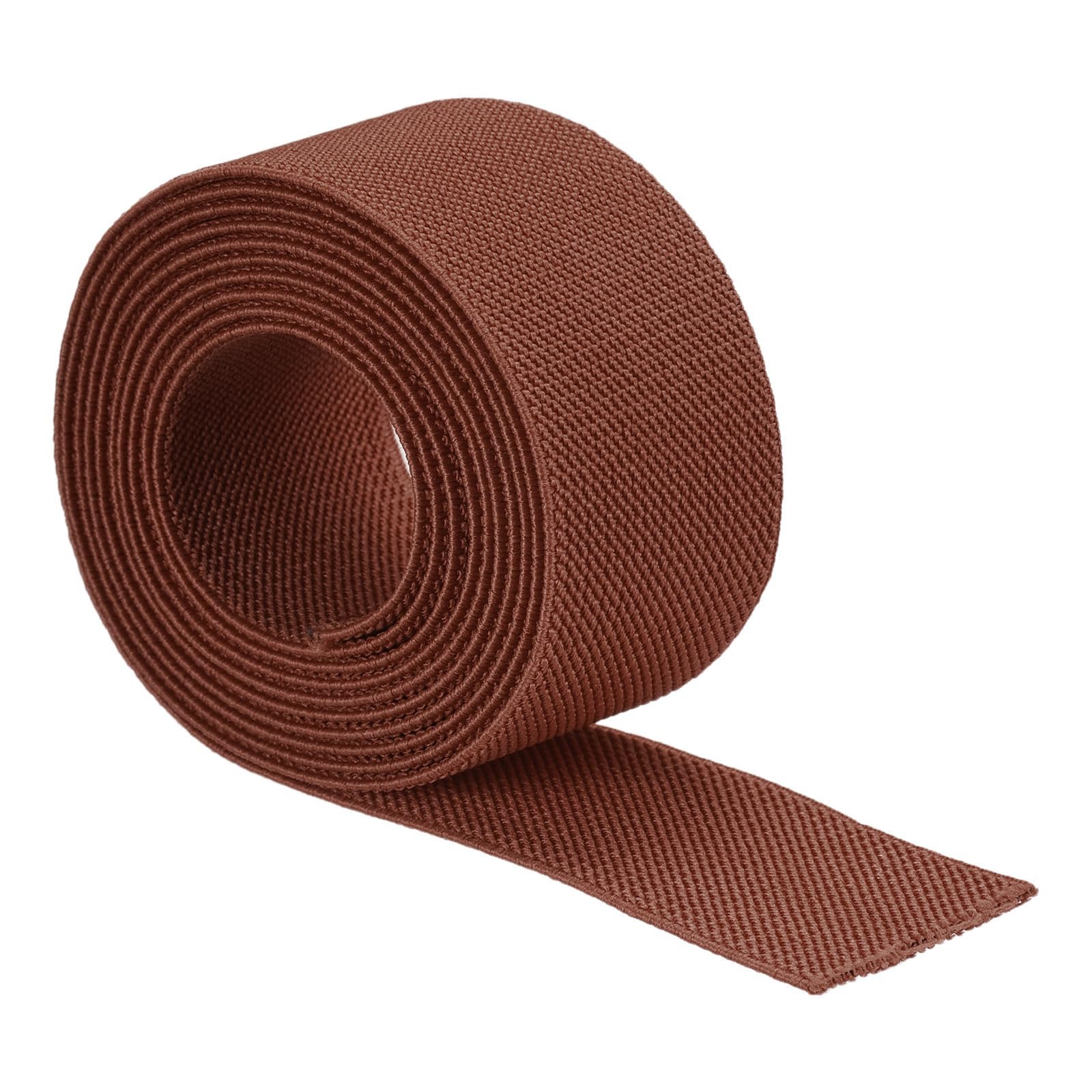 MACHSWON Twill Wide Elastic Band Double-Side 1.5 inch(1 1/2 inch) Flat 2 Yard Woven Elastic Band Knit Elastic Spool Heavy Stretch Strap 3.8cm Width Red Brown for Sewing,Waistband