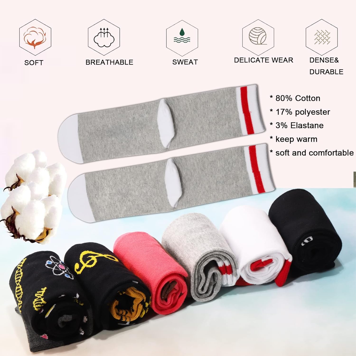 PXTIDY 2 Pairs Cricket Socks - Eat Sleep Cricket Repeat Gift for Players & Fans - Image 5