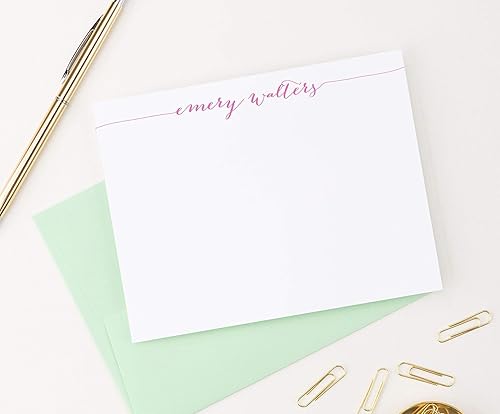 Miniatura 2 de Calligraphy - Juego de papelería personalizada para mujeres, papelería personalizada, tarjetas de notas personalizadas, tu elección de colores y