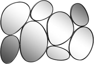 Espejo de pared de metal para habitación, espejo de entrada con racimo de burbujas, espejo montado en la pared, 54" x 1" x 35", negro