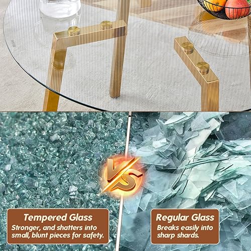 Miniatura 4 de Juego de mesa de comedor gopop de 5 piezas para 4, juego de mesa de comedor redonda de vidrio para 4, mesa de vidrio templado con 4 sillas con Mesa