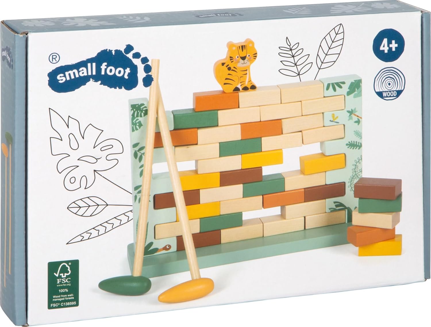 small foot Wankelmur "Safari" FSC 100% Certified Wood, Board Game with Two Wooden Hammers, for Children from 4 Years, 12741