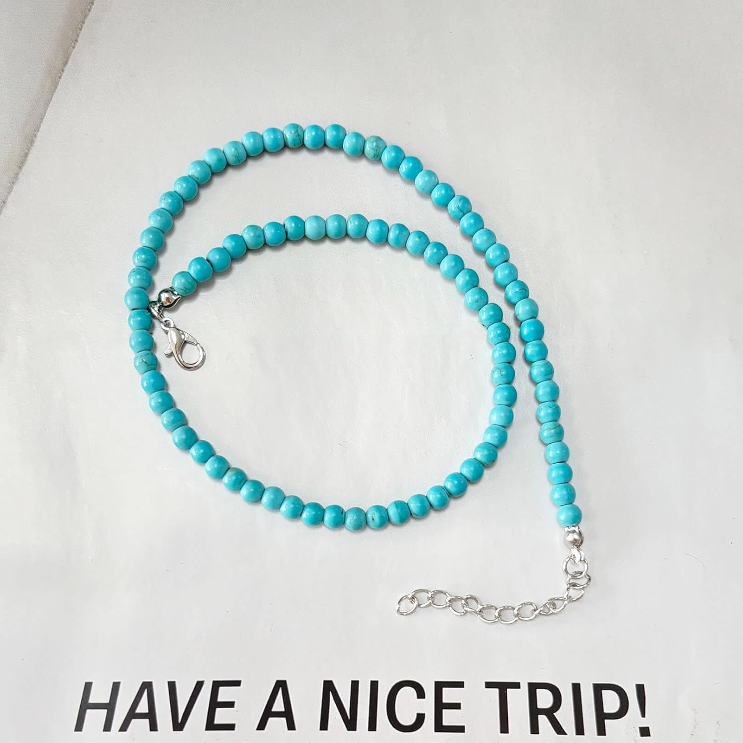 Turquoise Necklace for Women, 5 mm Round Beaded Choker for Handmade Jewelry, Summer Beach Necklace for Boho Jewelry - Image 6