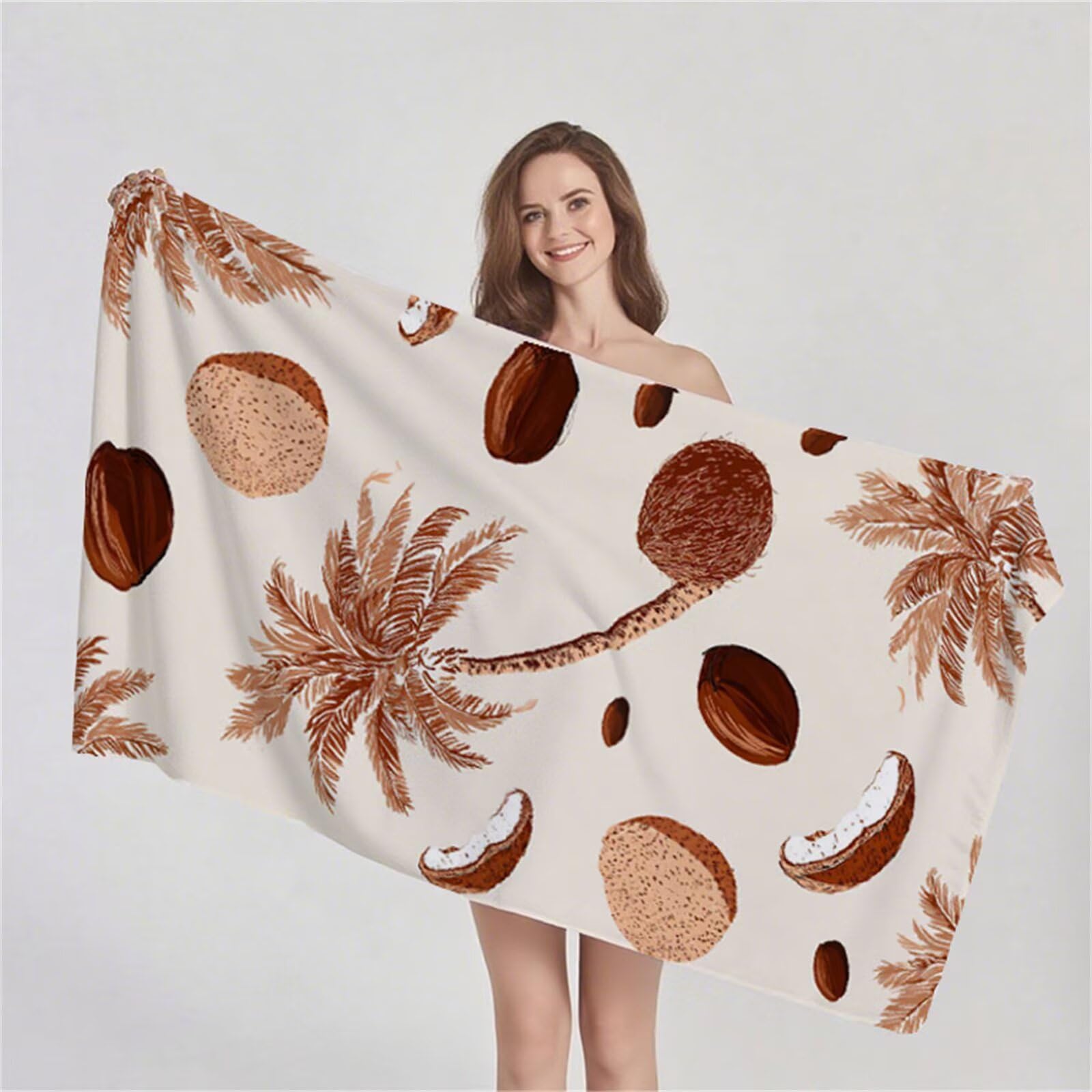 Toalla de Playa Microfibra 90x200 cm Toallas Baño Grandes, Toalla Playa Sin Arena, Absorbente Ligera Secado Rápido Toalla Gimnasio, con Bolsa para Yoga Viajes Gimnasio y Deportes( Plantas Té) G1-1190