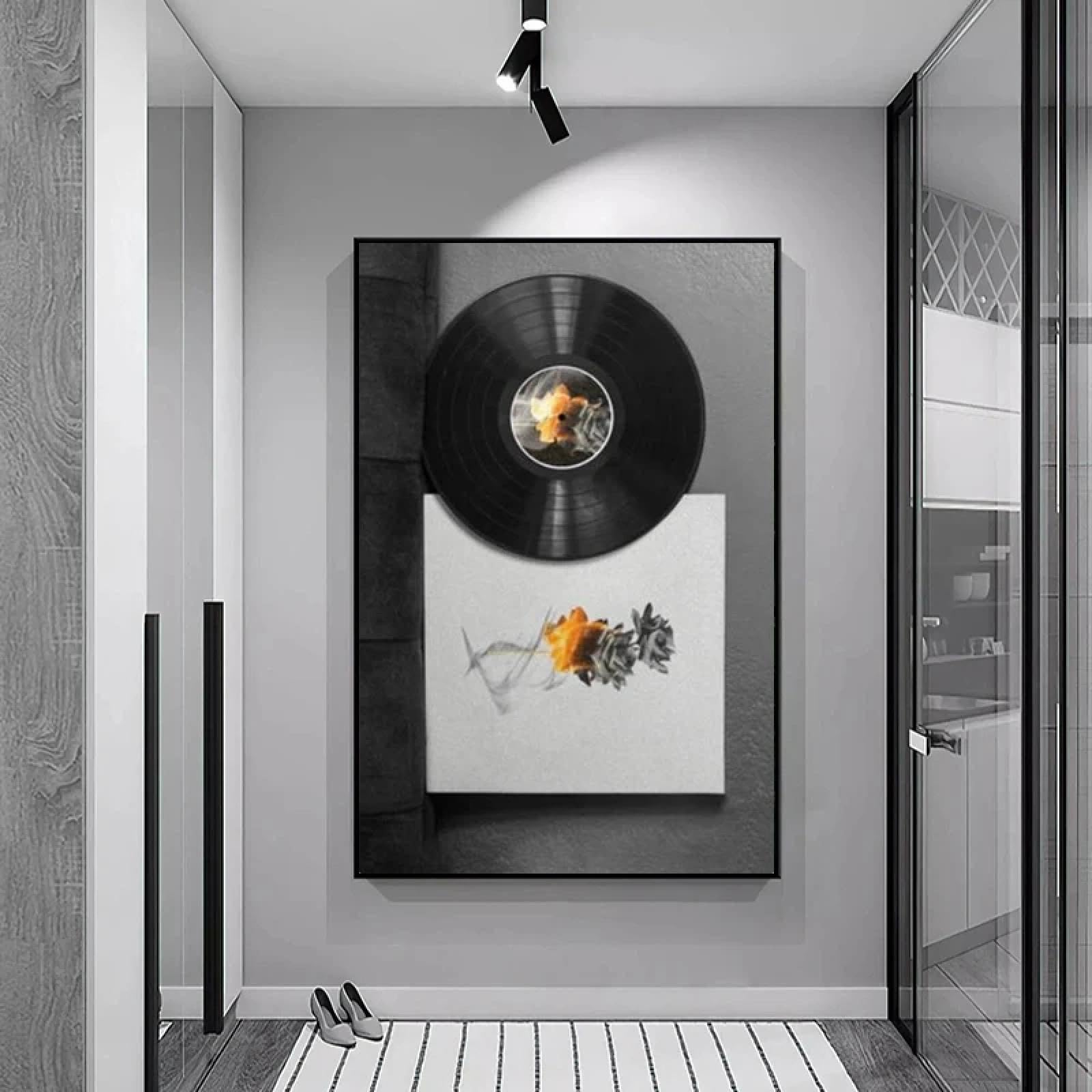 BMGKYAGL Poster di dischi in vinile retrò, stampe su tela con rose astratte, quadro da parete per soggiorno, arredamento moderno per la casa, cornice 40x60 cm