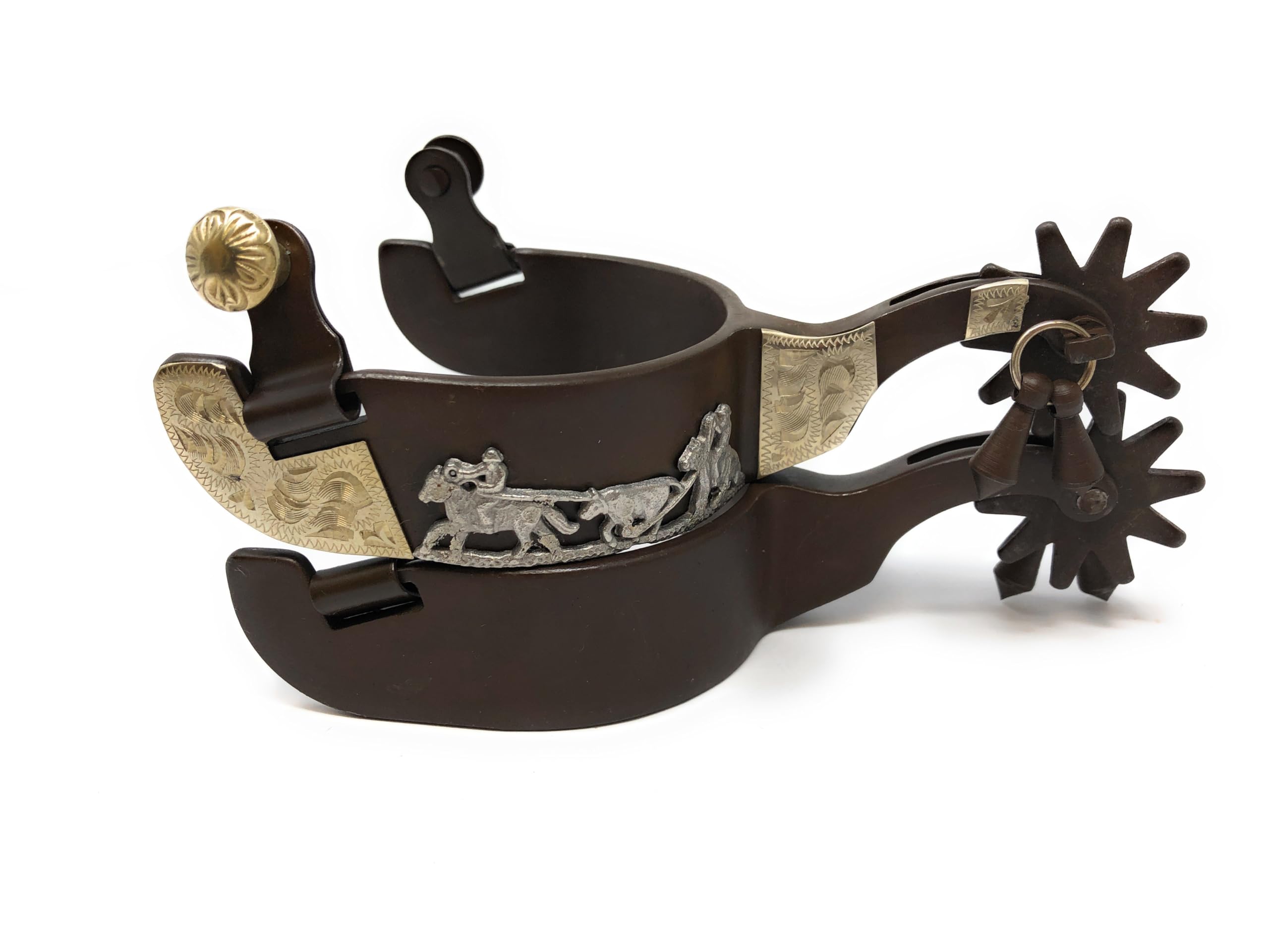 Paire d'éperons Western Jingle Bob en acier noir, taille