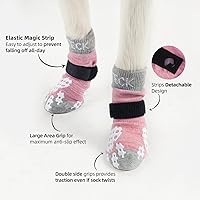 Vista 2 de PUPTECK Calcetines antideslizantes para perros con agarres de doble cara para perros pequeños, medianos y grandes, suelos de madera dura que evitan