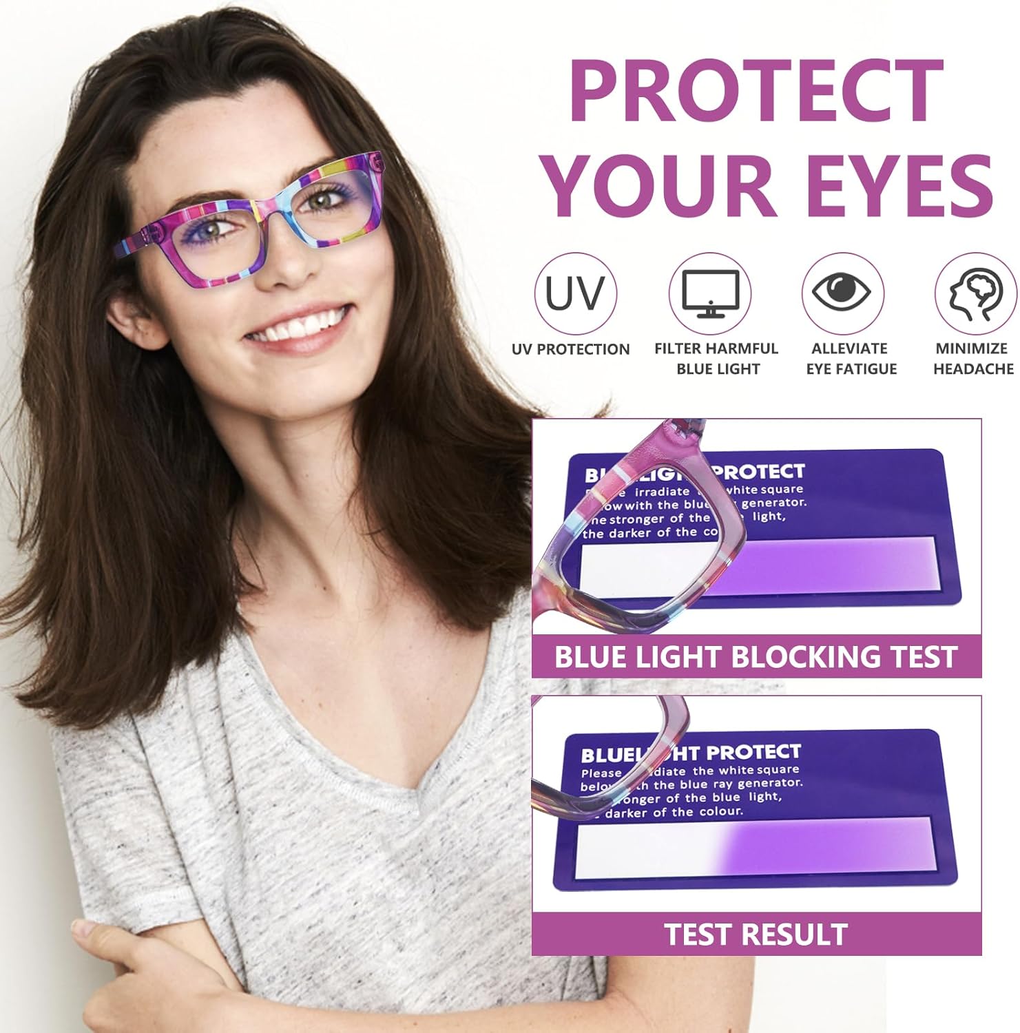 SIGVAN 6 Pack Oprah Style Reading Glasses Blue Light Blocking Square Computer Spring Hinge Readers for Women Men - Image 5