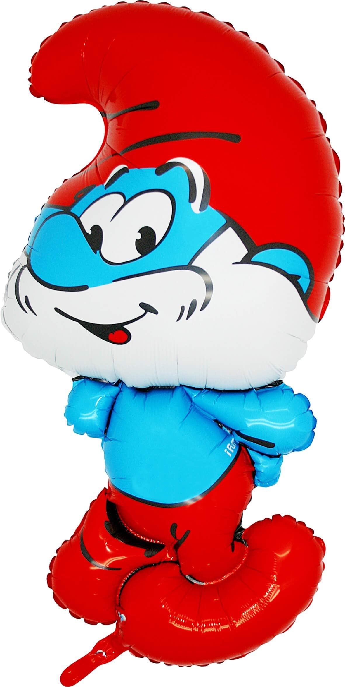 Grabo Big Smurf Birthday Balloon - Foil with Straw, 45x84 cm