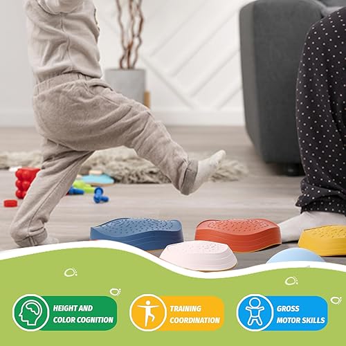 Miniatura 5 de Balance Stepping Stones for Kids - 5pcs Vibrant and Nature-Themed Sensory Toys to Encourage Toddlers Balance & Gross Motor Skills for Indoor and