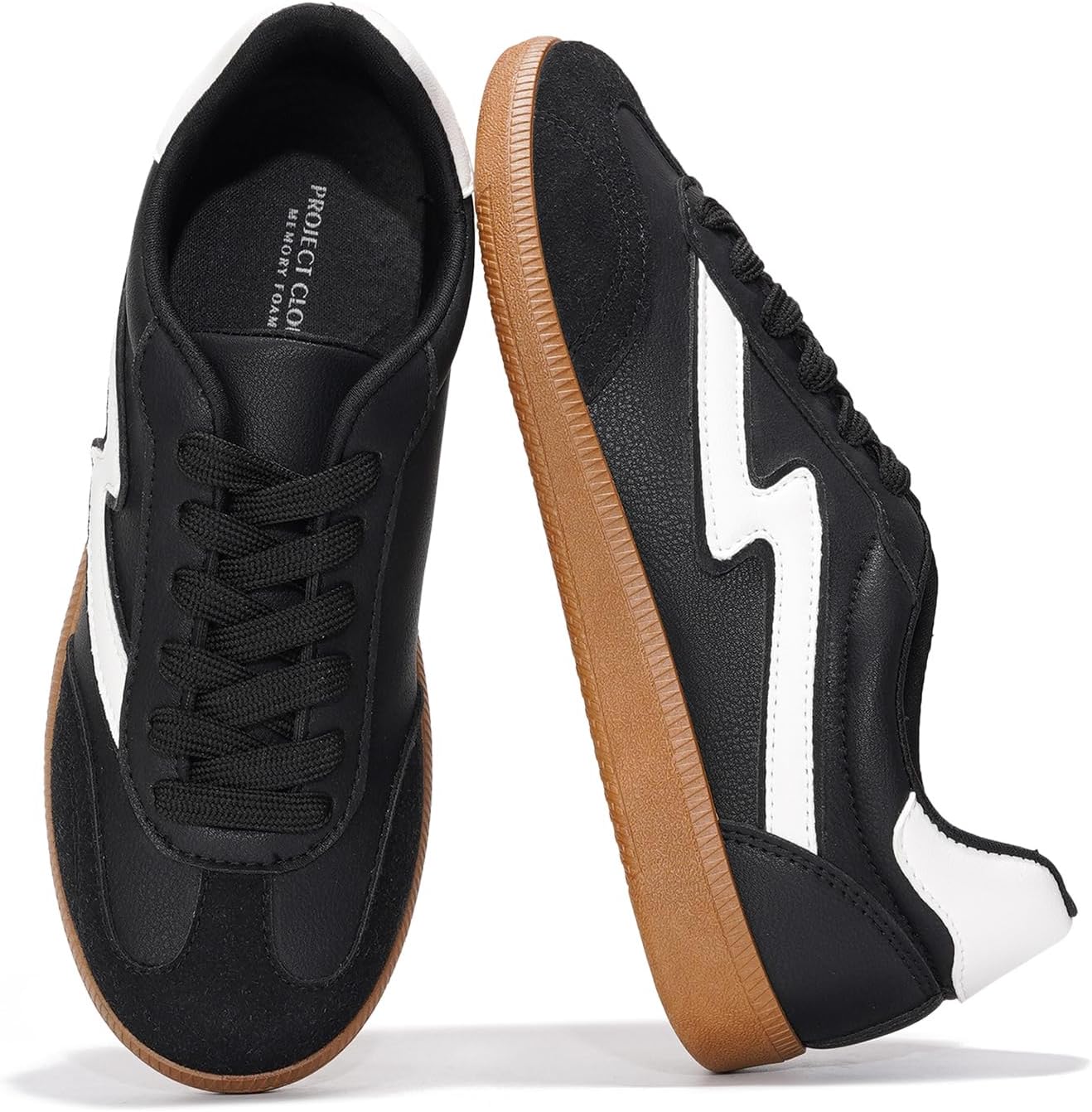 Project Cloud Sneakers for Women – Lace-up Shoes for Women Trendy Women Sneakers, Memory Foam Women’s Fashion Sneakers Shoes Women Footwear – Non-Slip Womens Shoes (Irita, Black, 8)