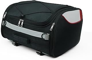 FATMUG Polyester Motorcycle Tail Bag - Bike Seat Luggage Storage Saddle Bag with Rain Cover - 30L, Black Price In India