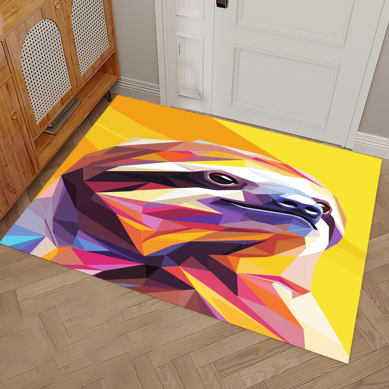Tapis entrée intérieur imperméable et absorbant avec motif paresseux