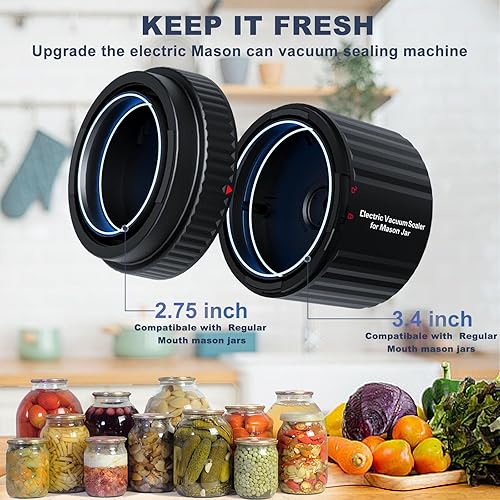 Miniatura 4 de Kit de sellado al vacío eléctrico de tarros de boca ancha y boca regular, utensilios de cocina máquina de sellado al vacío con función de parada