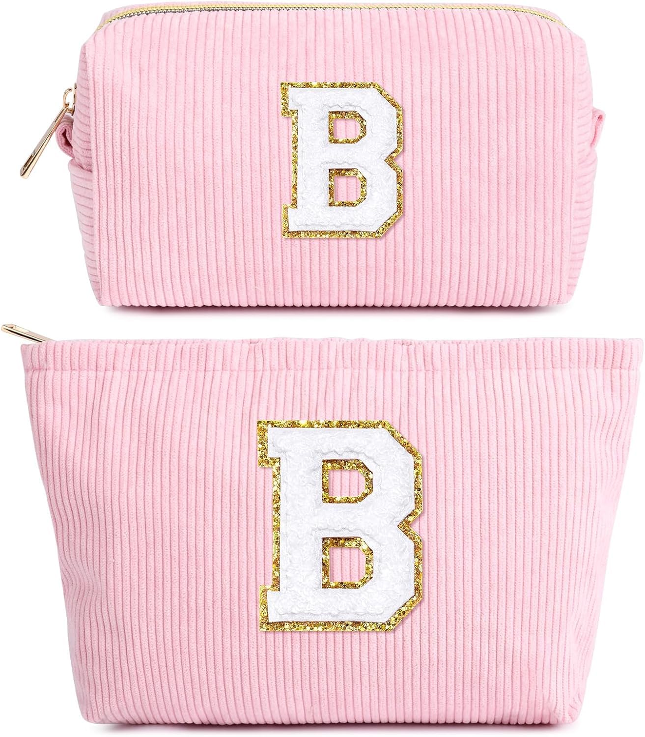 Personalisierte Make-up-Tasche, Cord-Kosmetiktasche, Reise Kulturbeutel, Schminktasche Damen, Muttertag Hochzeit Weihnachten Geburtstag Geschenk für Frauen Freundin Mädchen Teenager Schwester Rosa