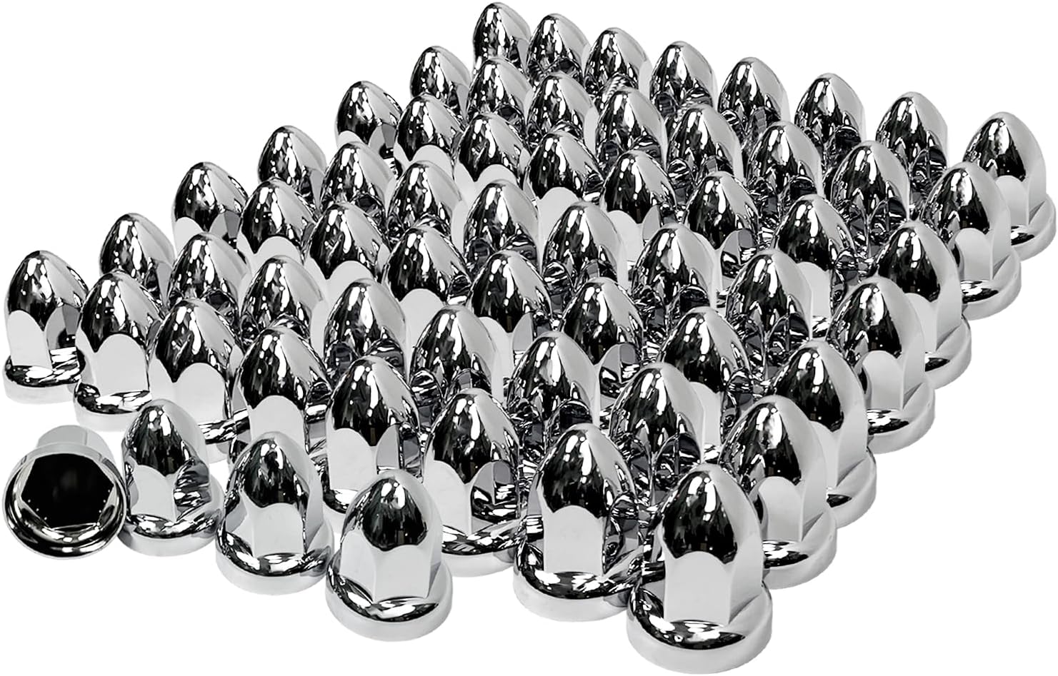 60 Pack Lug Nut Covers for Semi Trucks, 33mm by 2-1/2" Thread On Push-on Nut Cover Caps ABS Plastic Anti-Rust