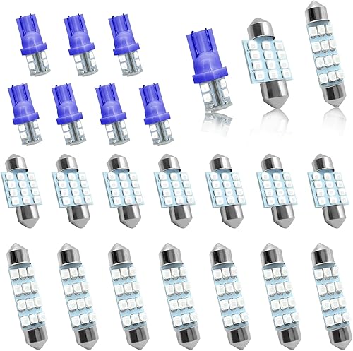 Juego de 24 bombillas de cúpula para el interior del automóvil, luces de cúpula, luces de placa, luces de mapa, luces de puerta, licencia, luces
