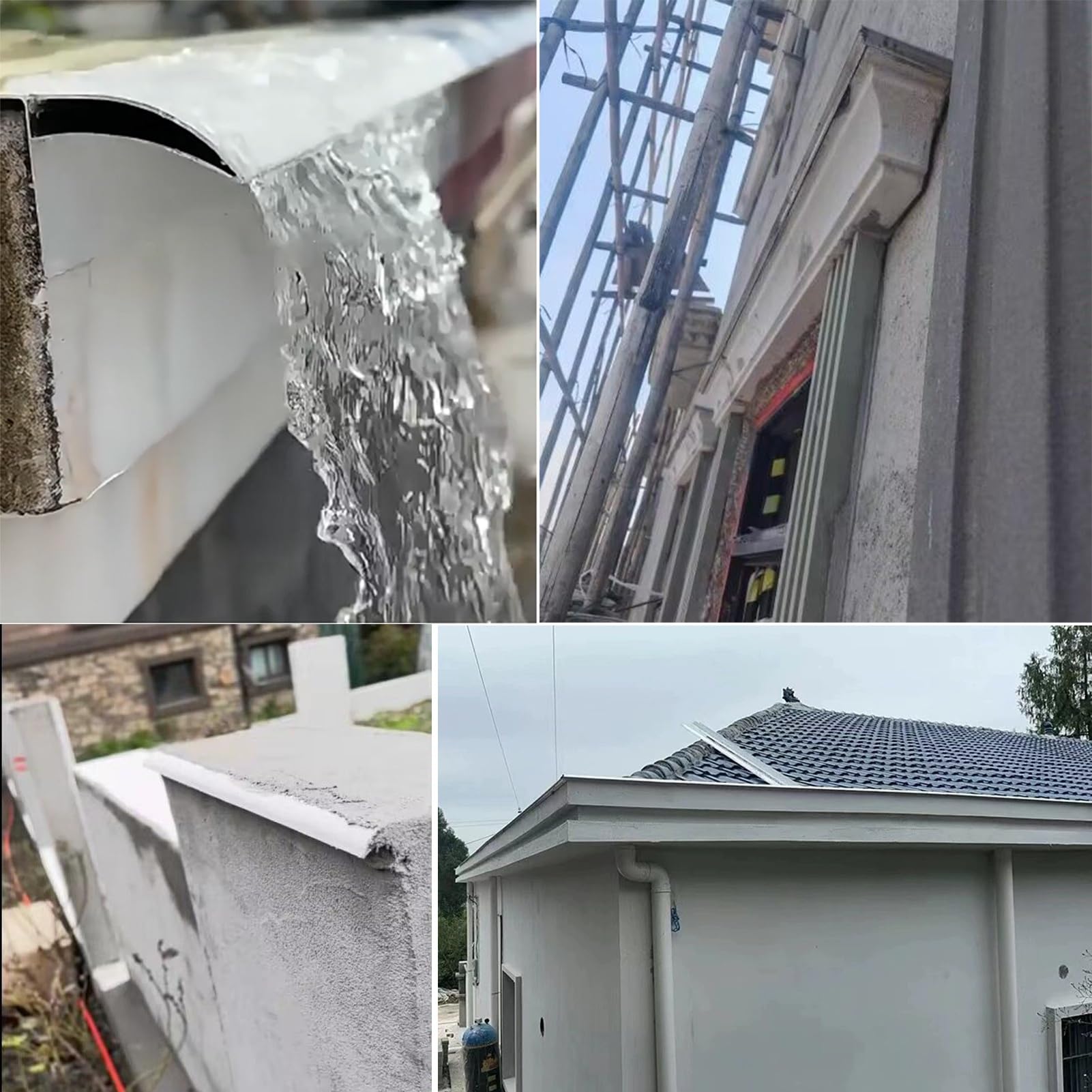 Treppenkantenprofil Gebogene Dachrinnen-Tropfleiste für den Außenbereich, Schneidbare Tropfleisten in Adlerschnabelform, Tropfleisten für Außenwände(W19mm(3/4"),L280cm(110 1/4"))