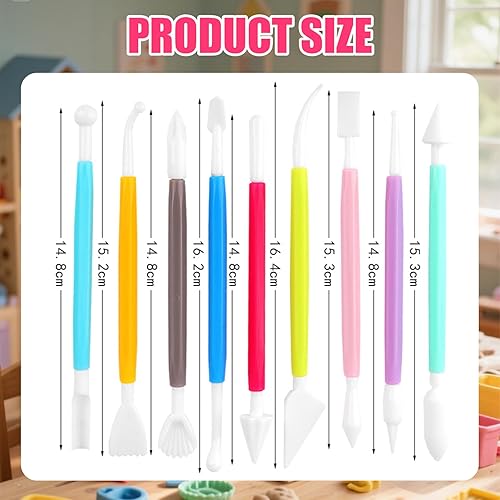 Miniatura 3 de 15 herramientas básicas de arcilla polimérica, herramientas de punteado, herramientas de escultura de arcilla, rodillo acrílico, tablero de prensa