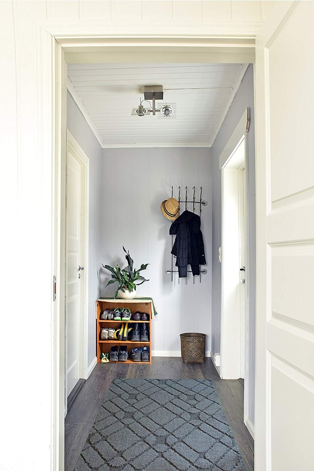Custom Size Hallway Runner Rug Trellis Grey Color 31 inch Wide Select Your Length Non-Slip (Skid Resistance) Rubber Backing 18 feet x 31 inch (Color Options Available)