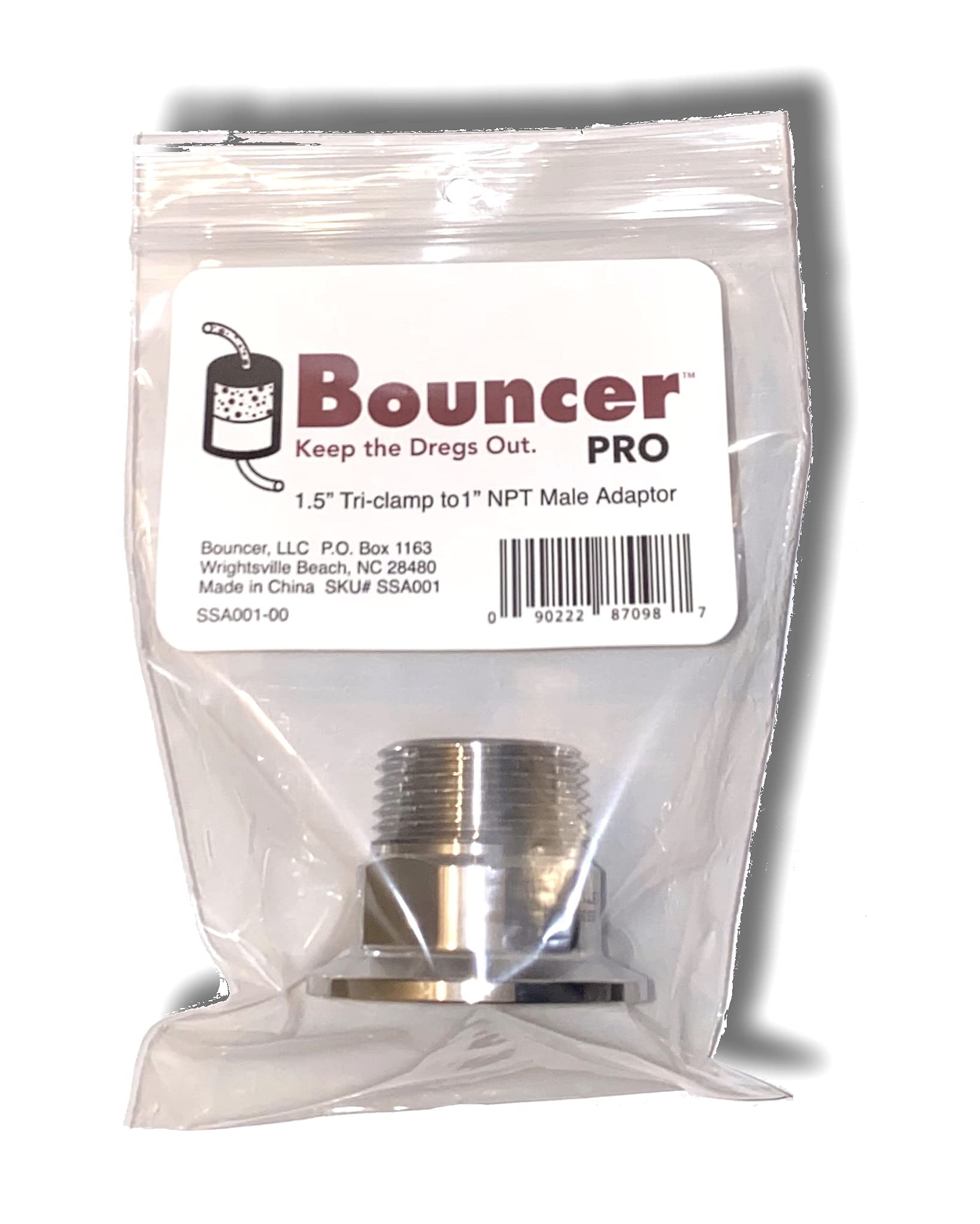 Bouncer Pro 1.5" Tri-clamp to 1" NPT Male Adaptor