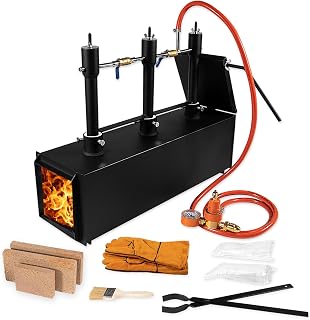3-Burner Propane Forge 2700°F/1482°C for Knife Making & Blacksmithing - 80,000 BTU DFP Burners, 16 Gauge Steel, 6.5ft Hose, Gas Regulator with Mpa Manometer, Firebrick, Tongs & Heat-Resistant Gloves