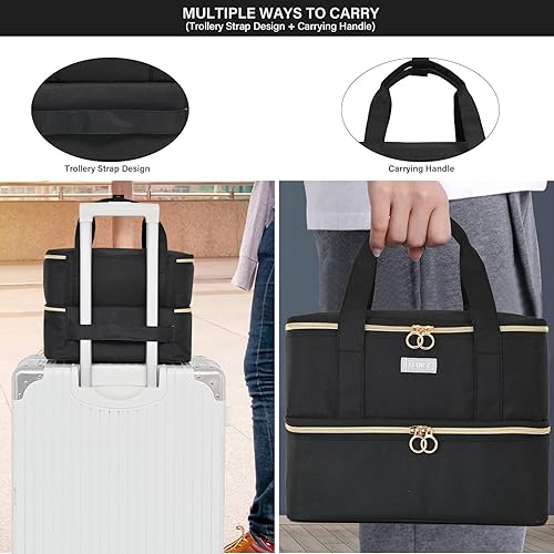 Miniatura 7 de LEFORZ Organizador de esmalte de uñas estuche de transporte de esmalte de uñas de doble capa para 40 botellas 05 onzas líquidas y lámpara de uñas