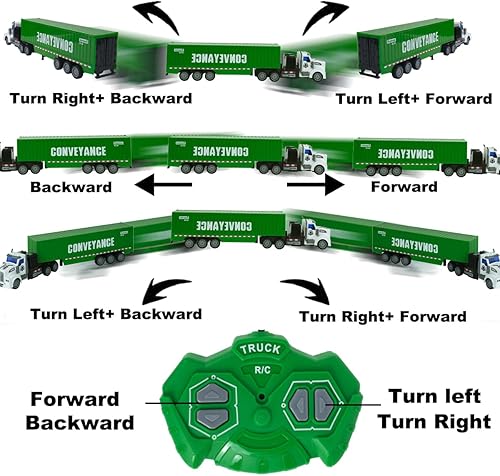 Miniatura 7 de CALEST Semirremolque de control remoto con remolque, camión de remolque 148 de 14 pulgadas, equipado con 2 baterías recargables, ideas de regalos
