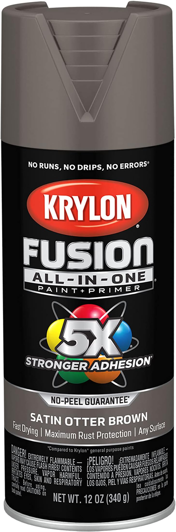 Krylon Fusion All-In-One Adhesive Spray Paint for Indoor/Outdoor Use, 12 oz, Otter Browm