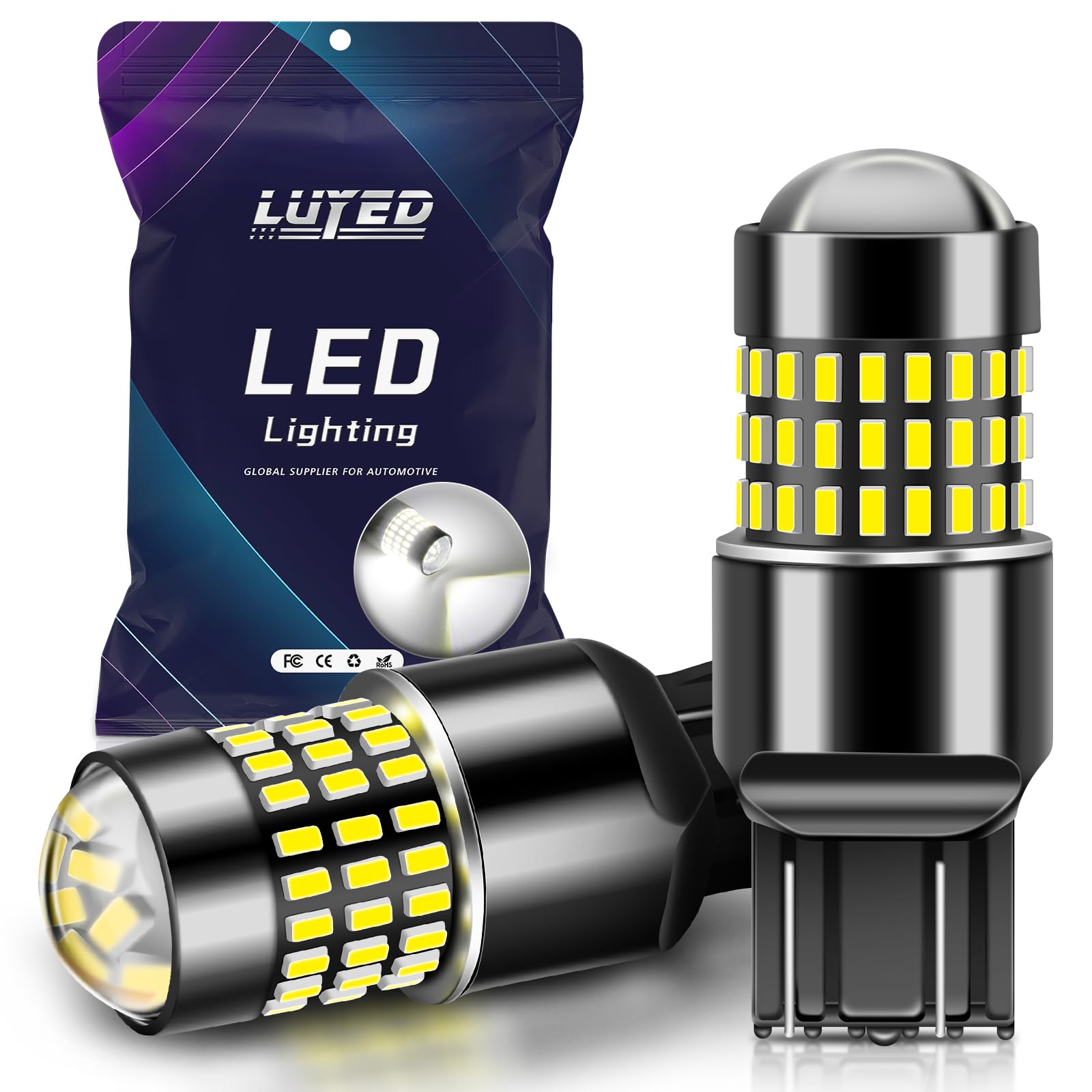 LUYED 7443 7440 LED Bulb Reverse Lights Xenon White 400% Brighter 7441 7444 992 LED Bulb with Projector for Turn Signal Brake Parking Lights,Pack of 2