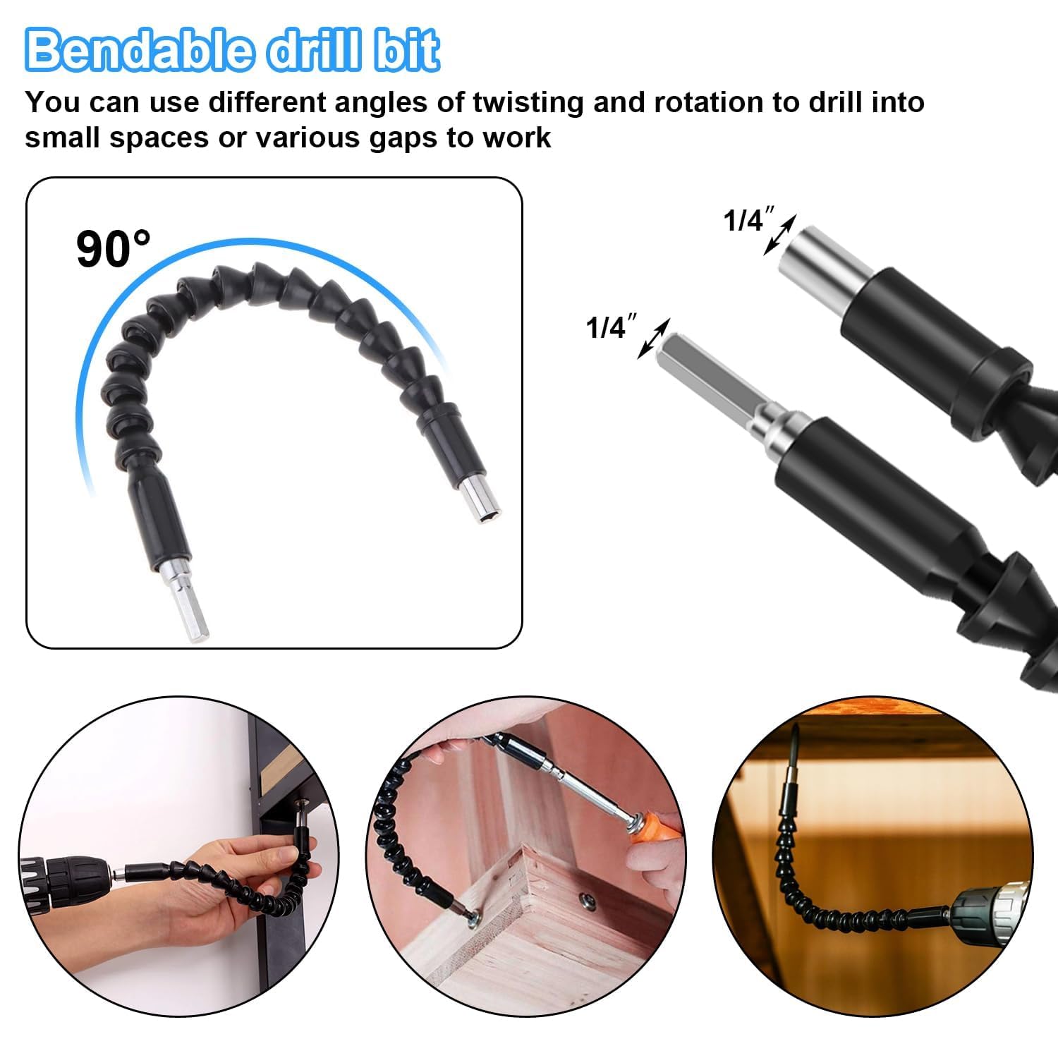 Set 12 Adattatori Cacciaviti Angolari 105° - Per Avvitatori 1/4", Per Spazi Stretti, Magnetici