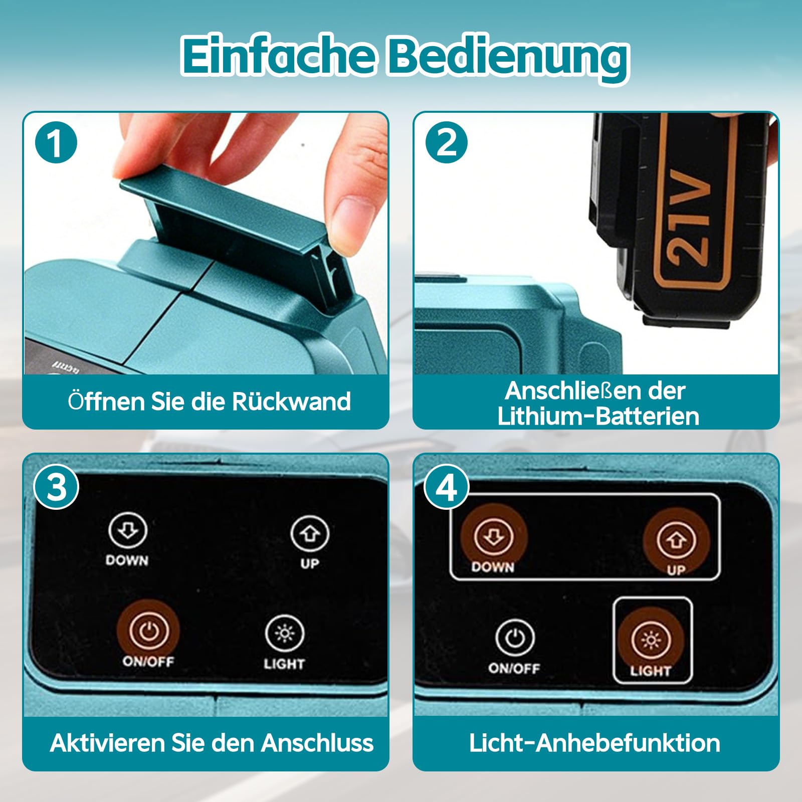 Elektrischer Wagenheber, 5T Akku Wagenheber Kompatibel mit Makita 18V-21V Kabelloses Tragbares Wagenheber mit Fernbedienung und LED-Beleuchtung für Auto SUV LKW, Hubhöhe 15,5–45 cm (Ohne Akku)