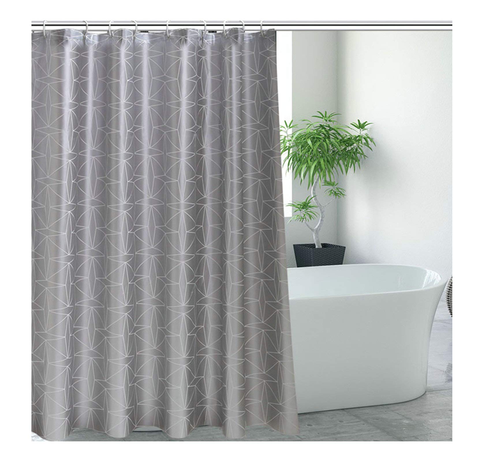 Rideau de douche gris anti moisissure pour éviter les fuites d'eau