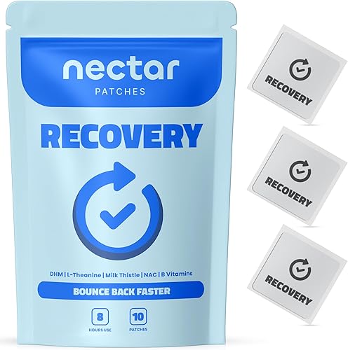 Miniatura 13 de Parches calmantes de néctar Paquete de 10 para relajación y descanso durante todo el día con cáñamo, flor de la pasión y raíz de valeriana