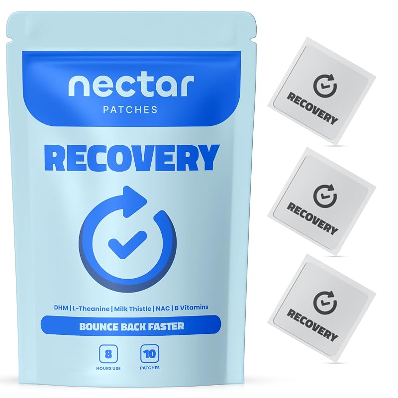Nectar Patches — Adesivos de suplemento com vitaminas do complexo B, DHM, L-teanina, cardo-mariano e NAC — 10 adesivos