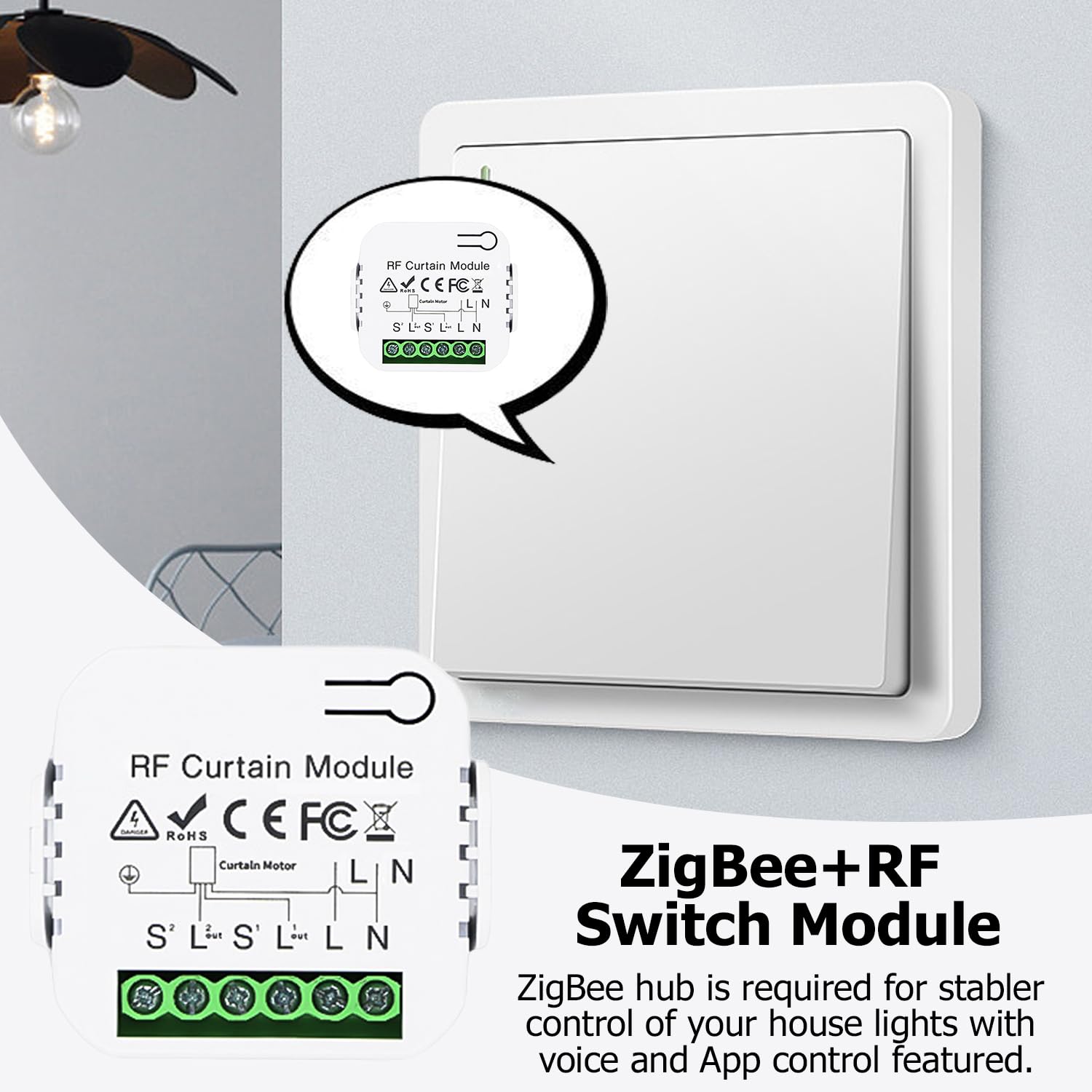 Set Controllo Radio Tapparelle Nizirioo | Telecomando 100m | Ricevitore RF | Per Tende - Foto 12