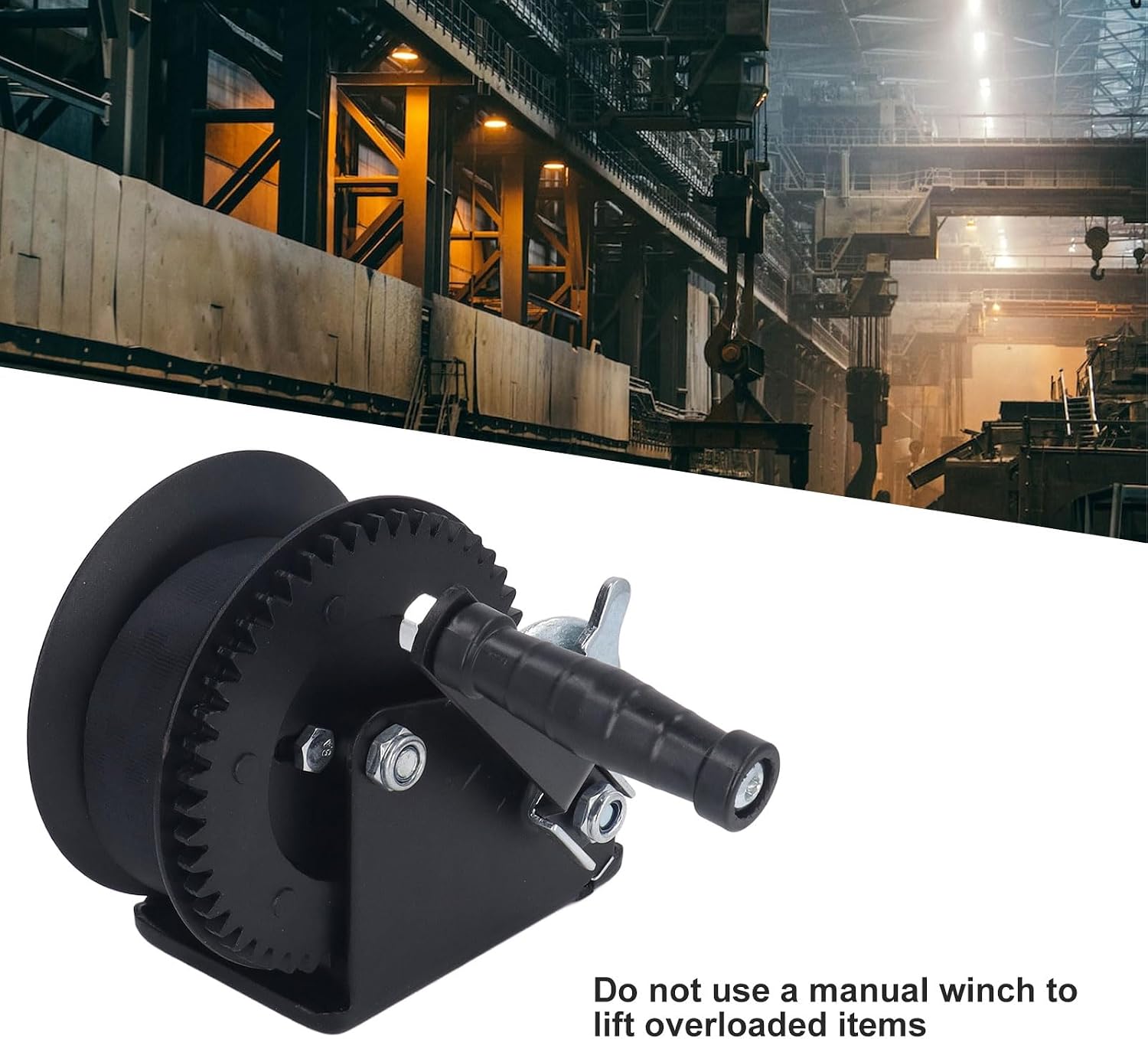 1600lbs Hand Winch Alloy Steel Small Trailer Winch with Anti Slip Handle for Boat Truck Lawn Equipments