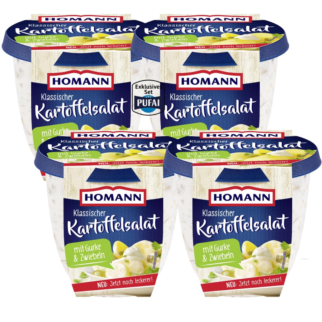 PUFAI Bundle – Klassischer Kartoffelsalat mit Gurke & Zwiebeln – 440 g | 4er Multipack