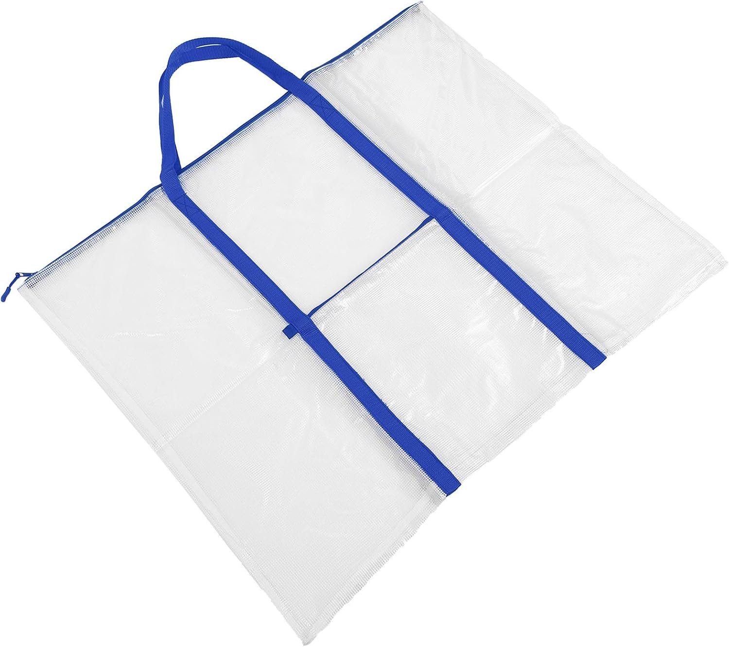Large Art Portfolio Bag with Handles, Portable Drawing Storage Pouch for Artwork and Bulletin Boards, White with Blue Strap, Artist Supply Organizer for Travel and Studio Use