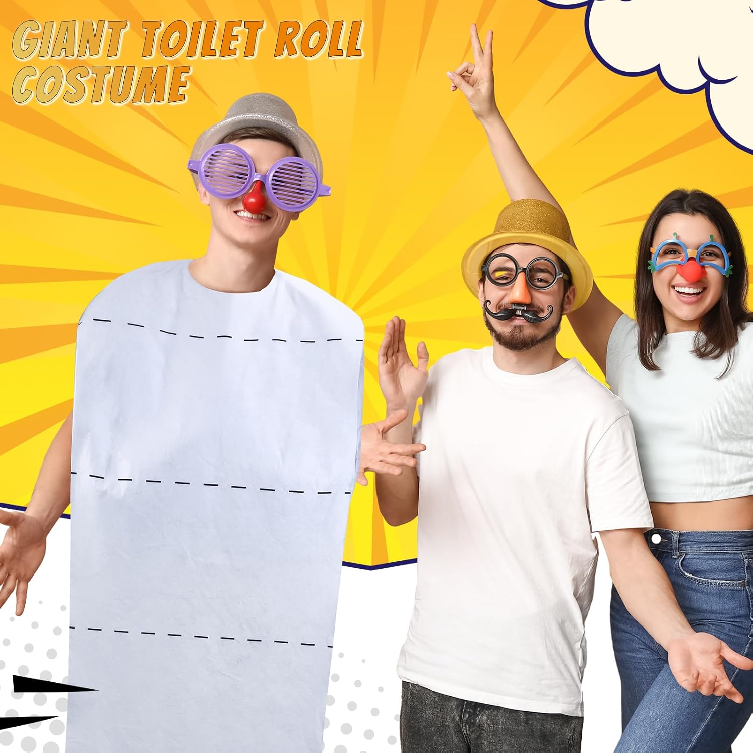 Paper Roll Adult Halloween Costume Giant Toilet for Women Men Hilarious Toilet Costume Large Paper Roll Jumpsuit Set One Size Fit Most Halloween Party Clothes for Adults - Image 5