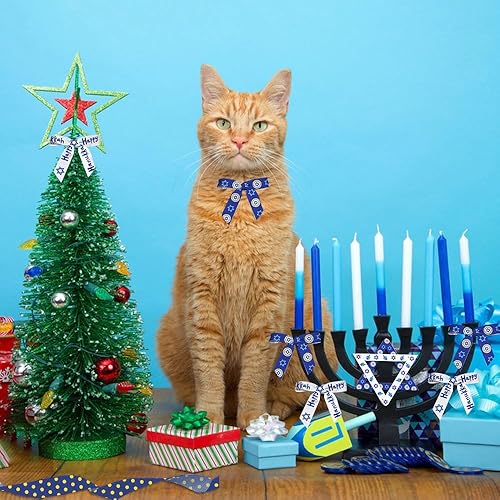 Miniatura 3 de ABTOLS 6 rollos de cintas de Hanukkah de 30 yardas, cintas azules y blancas plateadas, cinta de grogrén de la estrella de David Menorah de Janucá de