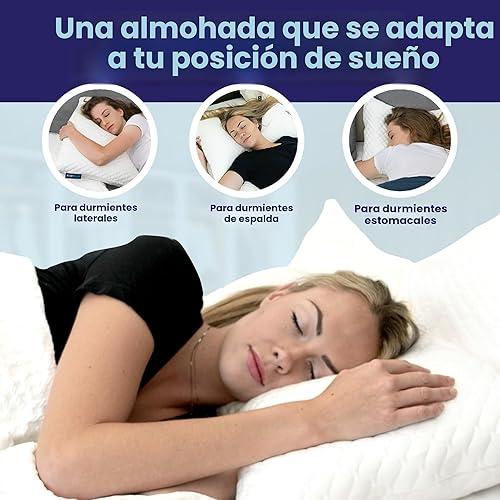Miniatura 4 de Sidney Sleep Almohada para dormir de lado o bocarriba, comodidad para cuello y hombros, ajustable y personalizable (más o menos espuma viscoelástica