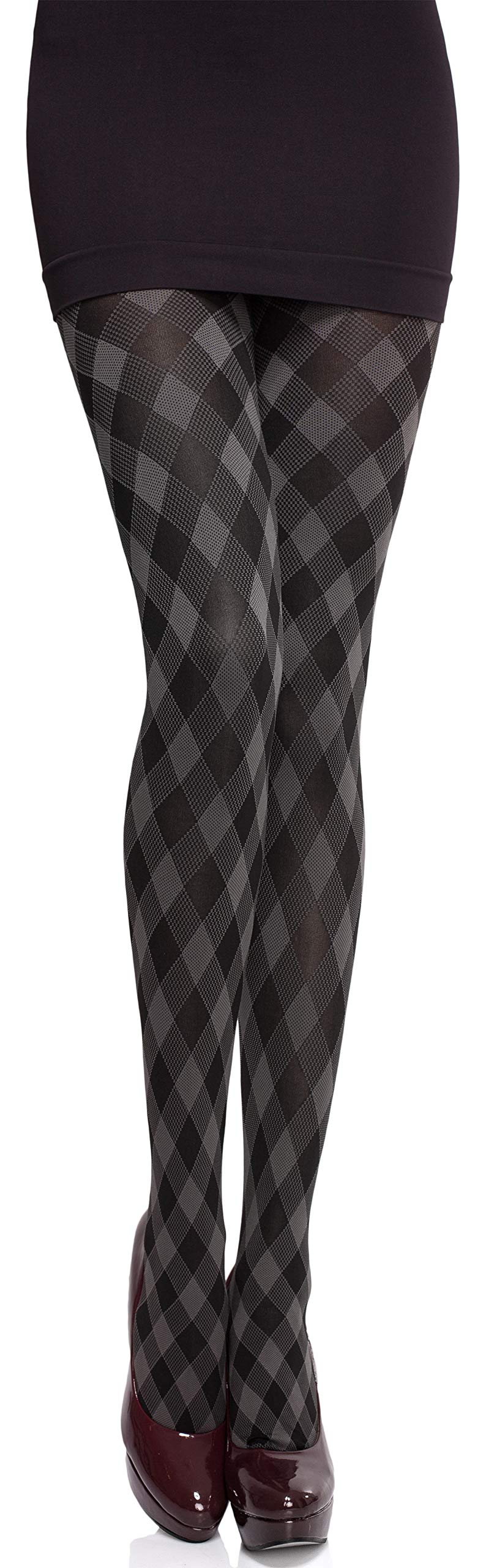 Merry Style Gemusterte Strumpfhose Damen 60 DEN Karo-Look MS-317 | Deckende, elastische Ausführung mit sichtbarem Rautenmuster; 3D-Lycra-Garn für eine anliegende Passform